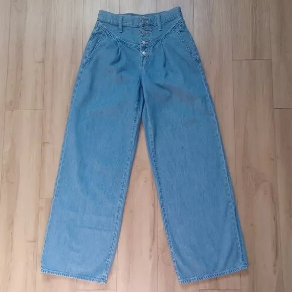 Madewell Super Wide-Leg Jeans Lockland Wash Size 27 - Picture 6 of 12